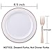 WELLIFE 240 Pieces Rose Gold Plastic Dessert Plates with Disposable Forks, Includes 120 Pcs Appetizers Plates 6.3 inch, 120 Pcs Rose Gold Forks, Perfect for Party and Weddings