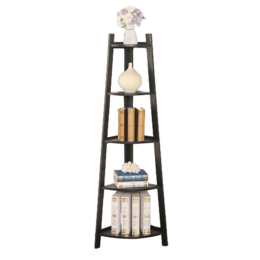 Estante de soporte esquinero y conveniente para organizar libros y plantas en blanco