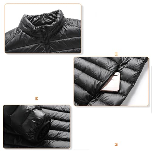 MJYDKBZ Mens Quilted Jacket Stand Collar,Mens Transitional Padded Down Jacket Insulated Lightweight Jacket Transforms into Travel Pillow M-Navy blue - Image 8
