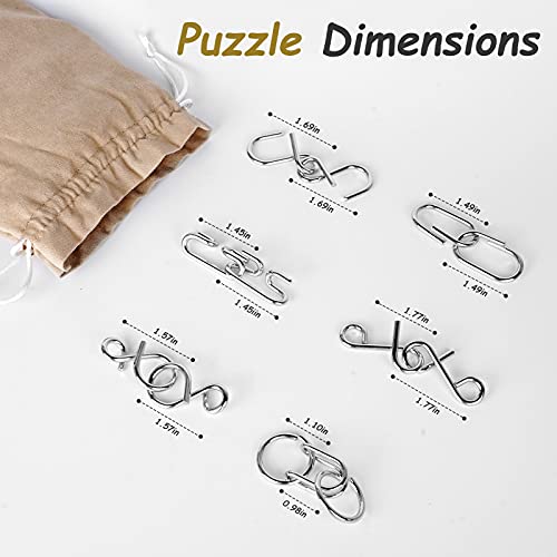Meao 30 Pieces Thicker Metal Wire Brain Teaser With Pouch - Assembly & Disentanglement Puzzles Toys - Magic Trick Toys Puzzles Set - Ideal Gifts Kids Adults - Intermediate Difficulty #TOP3