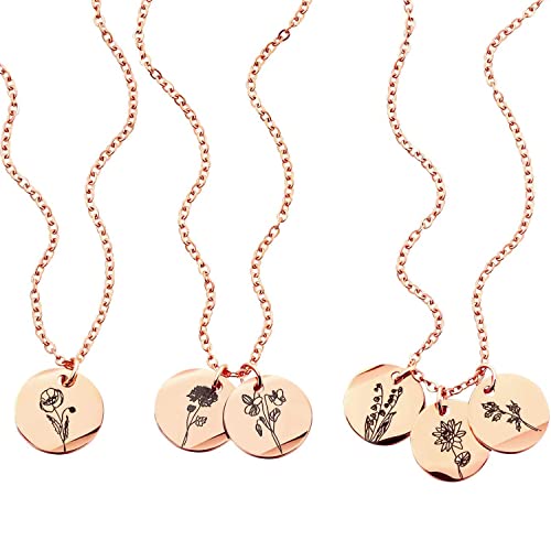 Rose Gold Birth Flower Necklace Gift For Her Personalized Necklace Floral Design Jewelry Mothers Day Gift Personalized Jewelry - Cn-Fl-Rg #TOP14