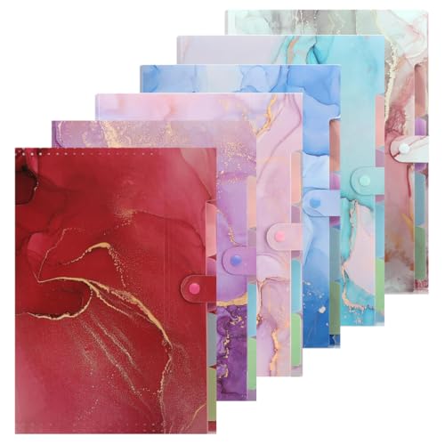 Image of Corslet Expanding File Folder, Folders for Important Documents Organizer, Accordion File Organizer, Aesthetic Folders for School Students, 5 Pockets File Folder for Home Bills (White Blue Marble)