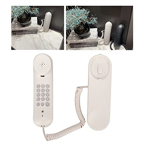 Teléfono fijo con cable para pared, botones grandes blancos miniatura 2