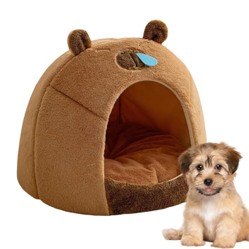 Capybara - Cama para perros - Caseta de invierno para mascotas, casa para perros pequeños para interiores, cama cubierta extraíble para perros y gatos, casa cómoda aislada