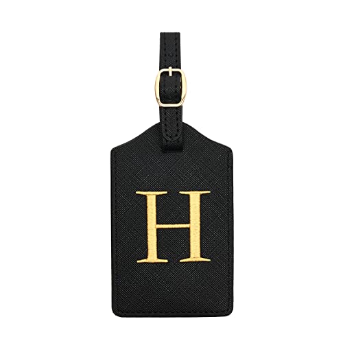 CHOIEO Luggage Tag PU Leather for Suitcase Baggage Handbag Travel Bag Label Suitcase Tag Suitcase Label Tag w. Name Card & Privacy Cover (H)