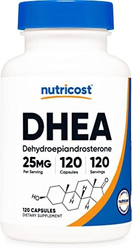 Nutricost DHEA 25mg, 120 Capsules – Gluten Free, Soy Free, Non-GMO, Supplement