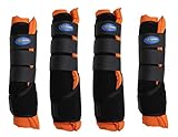 Professional Equine Horse Stable Shipping Boots Wraps Front Rear 4 Pack Leg Hoof Care Orange 4120OR