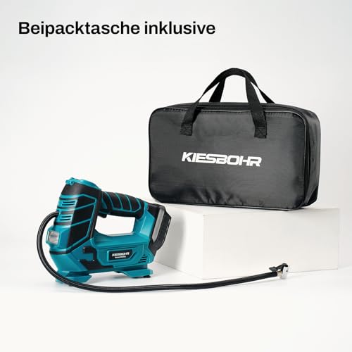 kiesbohr compresseur à air portatif compatible avec makita 18v batterie, 160psi gonfleur pneus voiture avec arrêt automatique,led,kit de valves pour voitures,vélos et ballons(batterie non incluse)