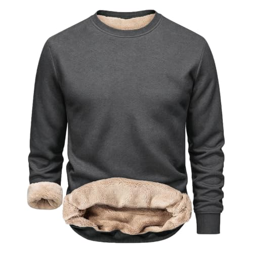 Men's Sherpa Lined Sweatshirt Crewneck Long Sleeve Thermal Pullover Shirts - image 3