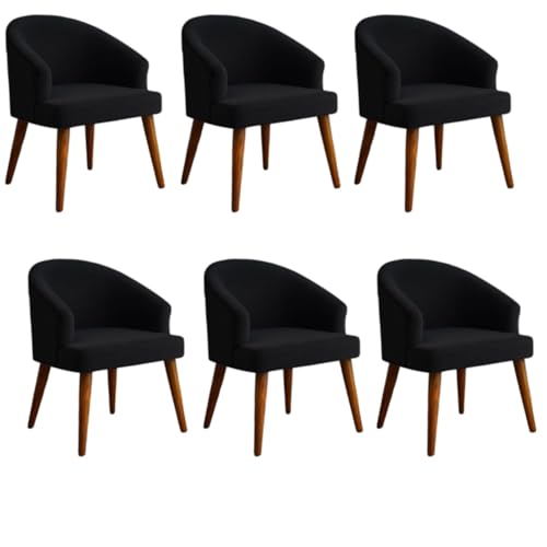 Image of WOODEN SPACE Velvetine Arm Chair for Living Room | Pure Sheesham Wood Legs & Premium Velvet Fabric | Vintage Accent Chair for Home & Office (Black Pack of 6)