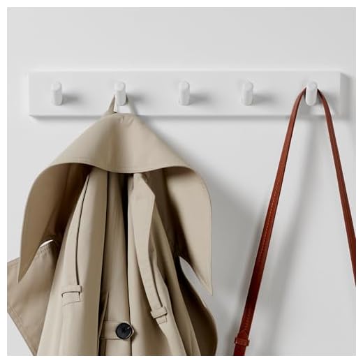 LARHN Perchero Pared Blanco - 5 Colgadores - 43 cm - Percheros Pared de Diseño para Recibidores, Entradas, Dormitorios Modernos, Habitaciones Infantiles y Baños