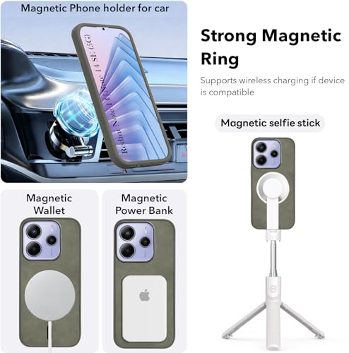 Image of Jkobi Leather Finish Back Cover Case for Redmi Note 14 5G | Redmi Note 14 SE (MagSafe Compatible Wireless Charging | Soft Touch | Camera Bump Protection)