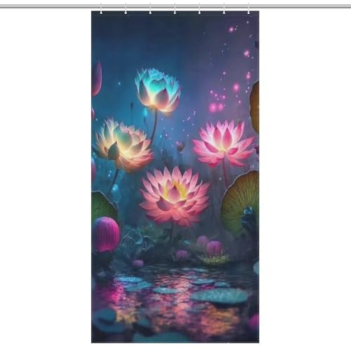 Rideau de douche imperméable en polyester lotus 92x183 cm