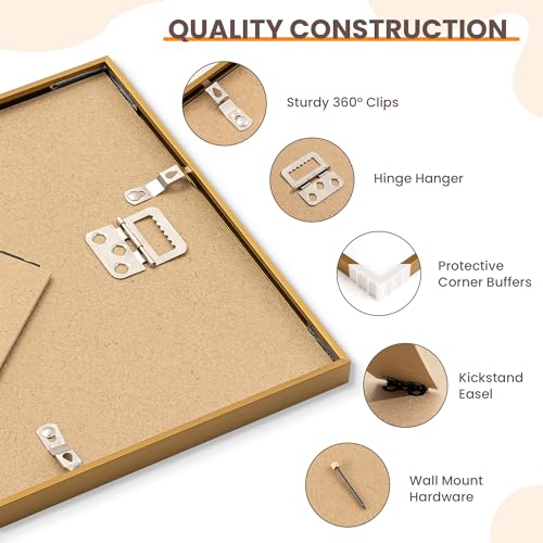 Acovy A4 Picture Frame, Aluminum Photo Frame Matted to 139x200mm, with High Definition Plexiglass, Metal A4(210x297mm) Picture Frame for Wall or Tabletop Display, Wall Hook Included by Acovy - Used condition - Image 3