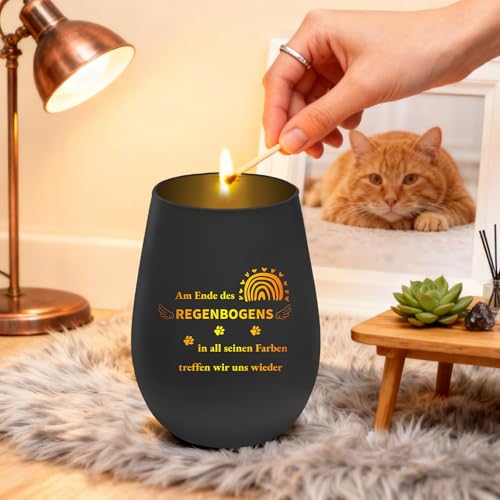 Schwarz Trauerkerze Mit Gravur, Haustier Trauergeschenk, Haustier Trauerlicht, Trauerkerzen Deko, Gedenkstein Hund, Gedenkstein Katze,Trost Geschenke Für Tierbesitzer