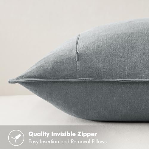 Image of MIULEE Decorative Linen Pillow Covers 18x18 Inch Gray Boho Farmhouse Neutral Couch Throw Pillows for Bed Pack of 2 Accent Modern Pillowcase Sofa Livingroom Home Decor