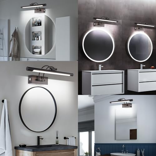 Miniatura 4 de Mantolite Led Regulable Lámparas De Pared 8w,40cm Interior Iluminación Para Cuadros Y Expositores Cabeza Giratoria Lectura Lámpara,Negro Baño Espejo Apliques De Pared 3000k 4000k 6000k