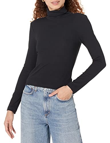 Image of Amazon Essentials Women's Slim-Fit Stretchy Layering Long Sleeve Knit Rib Turtleneck Top (Available in Plus Size), Pack of 2