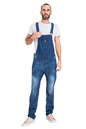 USKEES Peto Vaquero - Faded Indigo Slim Fit Overol de Mezclilla Hombre...