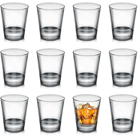 OBTANIM 12 Pack Shot Glasses, 1.5 oz Clear Shot Glass Cups Set with Heavy Base for Bar Restaurants Home Cover