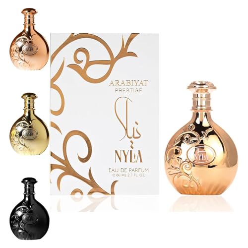 Nyla Arabiyat Prestige, Arabyat Prestige Nyla, perfume Nyla, mezcla de notas afrutadas, florales y cálidas de madera para un aroma elegante y duradero (oro rosa)