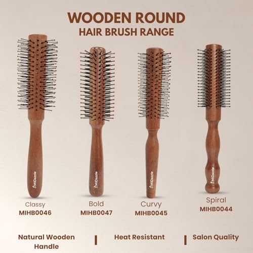 Image of Midazzle Wooden Bold Hair Brush for Women & Men | Natural Wooden Bristles Scalp Massage Comb | Anti-Static, Reduces Frizz & Hair Fall | Detangling Paddle Brush for Thick, Curly & Straight Hair (MIHB0047) (MIHB0045)