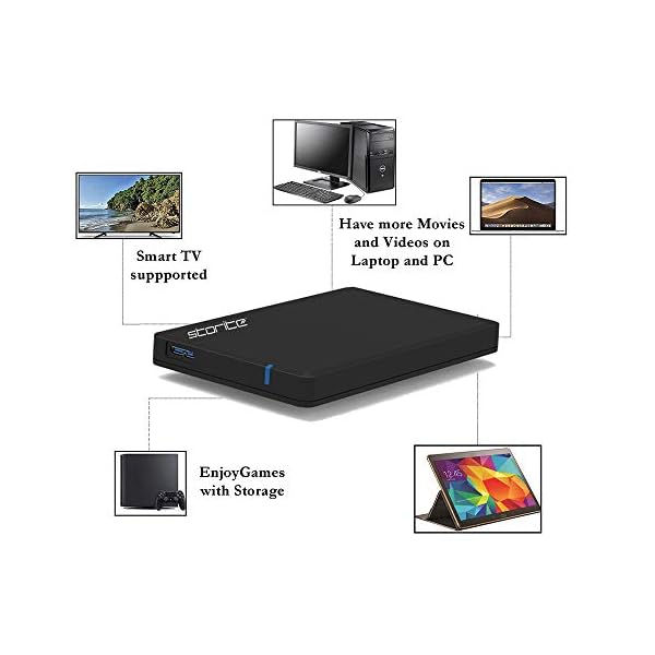 Storite Externe Festplatte 100 GB HDD USB 3.0 Ultraschnelle schlanke Datensicherungs-Speichererweiterung – tragbare Festplatte kompatibel für Mac, Laptop, PC, Xbox, Xbox One, PS4 (schwarz) – Bild 4