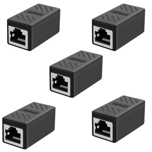 Image of COOLCOLD RJ45 Ethernet Coupler (5 Pack), Cat7 Cat6 Cat5e LAN Cable Extender Adapter, Female to Female Connector, High-Speed Ethernet Extension Jointer for Network Cable