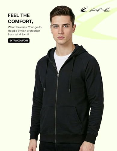 Image of AWG ALL WEATHER GEAR Hoodies for Men | Men's Solid Hooded Sweatshirt | Winter Wear | Pullover | Jackets for Men Stylish | Zipper Hooded Sweatshirt
