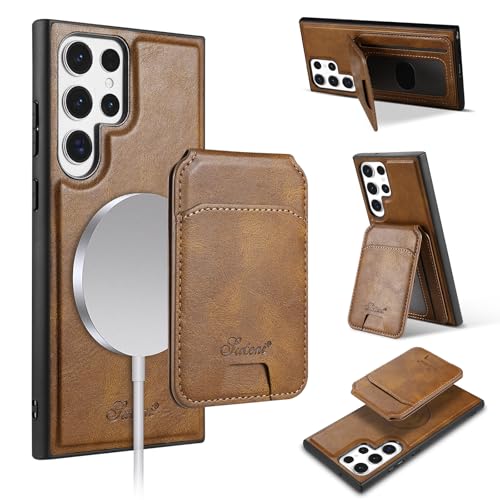 Étui en cuir pour Samsung S25 Ultra avec porte-cartes élégant marron