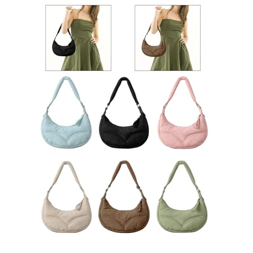 Quilted Half Moon Shoulder Bag for Women Elegant Crossbody Bags Satchel Purse with Adjustable Strap Shopping Bags2
