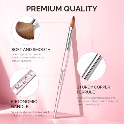 Image of MelodySusie 3Pcs Acrylic Nail Brush Set, Sizes 8 /10 /14