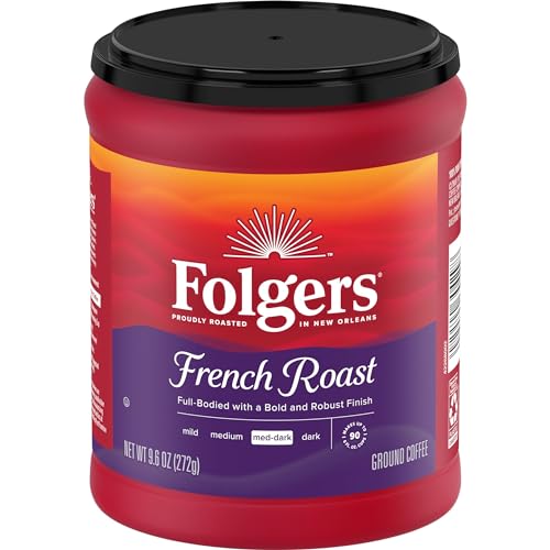 Image of Folgers French Roast Ground Coffee, Medium-Dark, 6 (9.6 Oz.) Canisters | 9.6-oz. canisters, medium-dark roast coffee