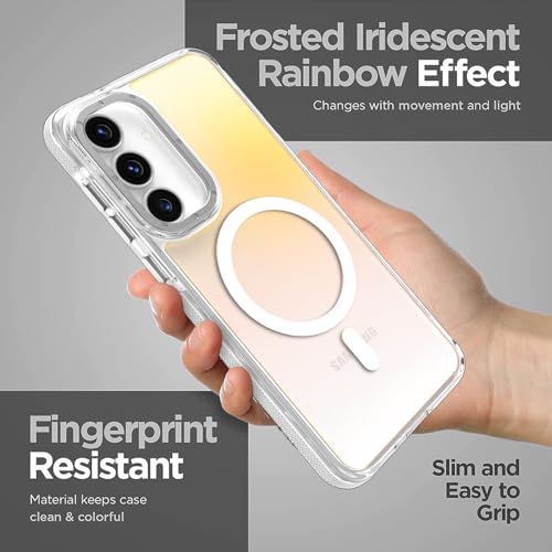 Image of Magnetic Case for Samsung Galaxy S25 FE 5G [Compatible with Magsafe] [Cute Fashion Fluorescent Design] [1 Screen Protector] Slim Translucent Matte Case for Galaxy S25 FE 5G 6.7 inch, White