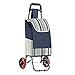 HIGHKAS Chariot à provisions Pliant, e Sac en Tissu Oxford imprimé à Rayures imperméables Chariot à Escalade Chariot Utilitaire à Linge avec 2 Grandes Roues Chariot à provisions léger