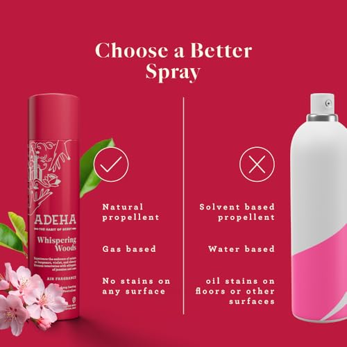 Image of Kleenest Adeha Room Air Freshener Spray - Whispering Woods | Alcohol Free Long Lasting Fragrance for Home & Office | Odour Buster Technology | Essential Oil Room Spray, Pet & Baby Safe | 218 ml
