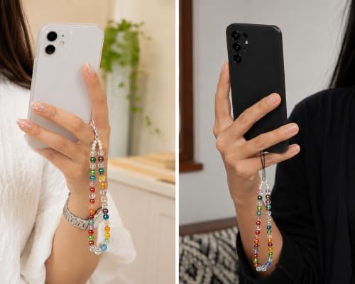 Image of Handmade Beaded Phone Charm Strap for Women & Girls | Aesthetic Mobile Charm | Pearl & Crystal Bead Wrist Strap | Cute Phone Bag Accessory | Korean Style