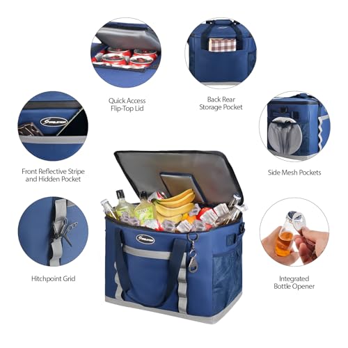 Maelstrom Collapsible Soft Cooler Bag,35/55/75 Cans Beach Cooler with Flip Top Lid, Ice Chest, Leakproof & Portable for Beach, Camping, Road Trips & Grocery Shopping (Blue, 75 Can) by Maelstrom - Image 2