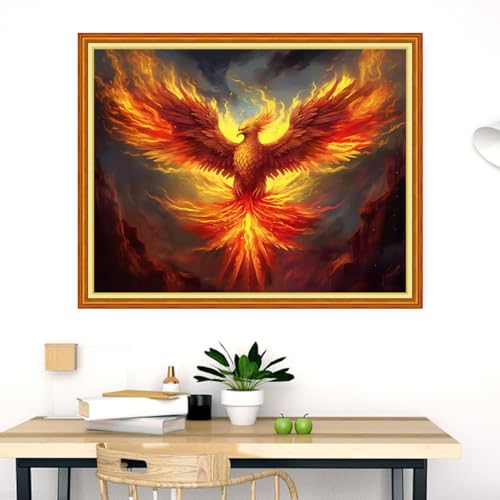 Image of Dimensean Stamped Cross Stitch Kits Full Range of Embroidery Patterns Starter Kits for Beginners Adult DIY Cross Stitches Needlepoint Kits 11CT-Fire Phoenix 16x20 inch