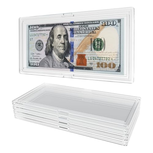 Lonamos Large Dollar Bill Holder Acrylic Clear Hard Plastic 5 Pack
