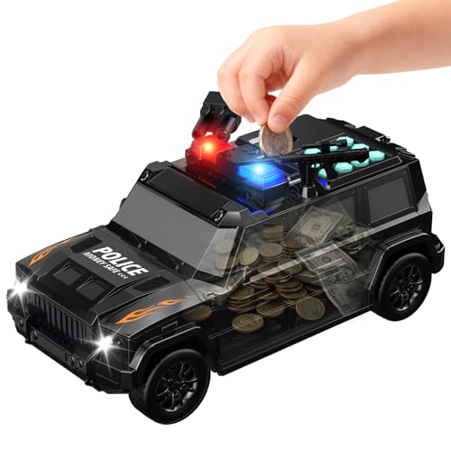Momibeni Car Piggy Bank for Kids, Electronic ATM Bank Toy with Password Code Lock and Auto Bill & Coin, Money Savings Box Mini ATM Coin Bank for Boys & Girls Ages 3+, Black