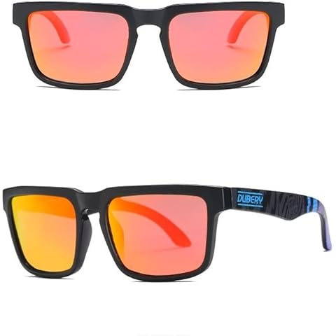 DUBERY Premium Men's Polarised Carbon Sports Sunglasses Outdoor Riding Fishing Summer Glasses D710 Orange, orange Cover
