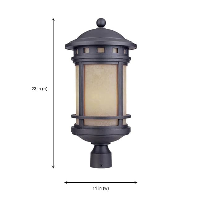 Designers Fountain Sedona 3-Light Outdoor Post Lantern Light, Oil Rubbed Bronze with Amber Glass Shade, 2396-AM-ORB