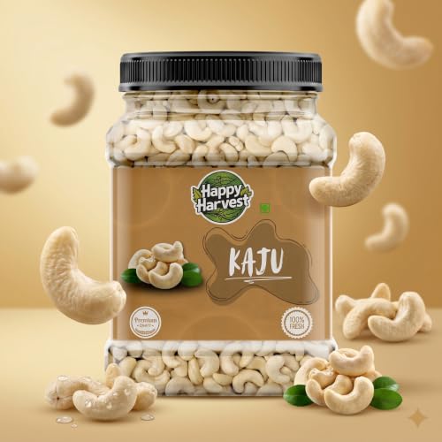 Image of Happy Harvest 100% Natural&Crunchy Premium Whole Cashews Nutritious&Delicious Nuts, Premium Kaju Nuts|Gluten Free|Source Of Minerals&Vitamins|Dry Fruits (Jar Pack) (1000gm)