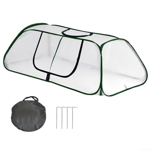 HpLive Mini bâche de serre en PVC avec porte roulante pour parterres et parterres surélevés, 115 x 55 x 45 cm, protection contre le gel et le vent, pour légumes, fruits, fleurs (vert)
