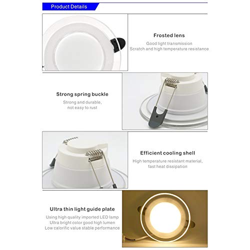 Focos empotrables LED para techos con poco espacio, luces de 6W tricolor 6