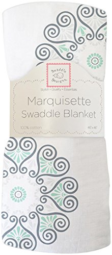 Image of SwaddleDesigns Marquisette Receiving Swaddle Blanket for Baby Boys & Girls, Soft Premium Cotton Muslin, Best Shower Gift, SeaCrystal Medallions, Parent Picks Award Winner Small