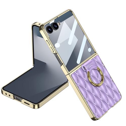 Coque Galaxy Flip 7 violette avec anneau de maintien pratique pour vos selfies et sorties en ville