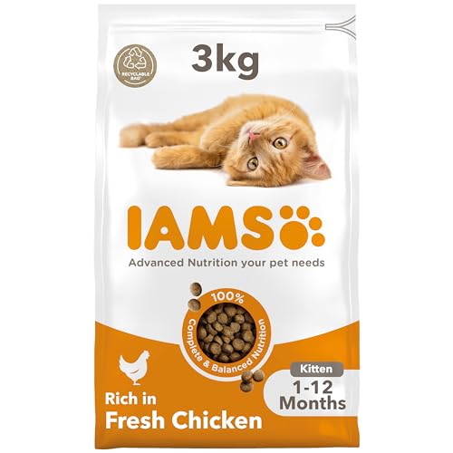 IAMS for Vitality Dry Kitten Food with Fresh Chicken 3 kg Packaging may vary