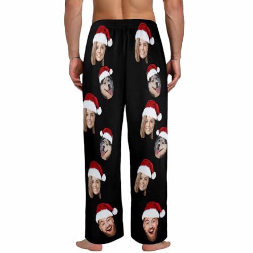 YESCUSTOM Personalized Face Santa Hat Pajama Bottoms Pants for Men Boyfriend Husband3